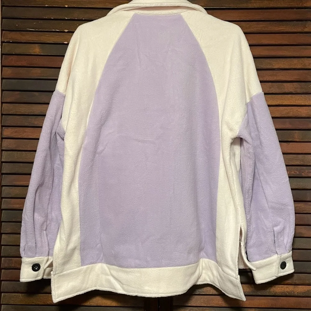 Cozy Purple and Cream Teddy Jacket with Relaxed Fit, Size Small, NWOT - Picture 3 of 3